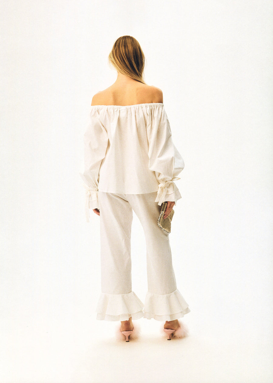 Cha-Cha Lounge Blouse in White
