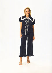 Puff Linen Lounge Shirt in Navy