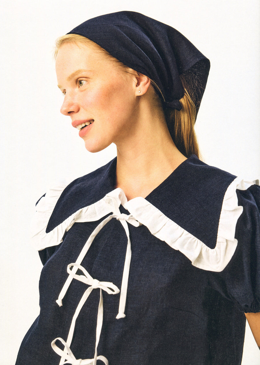 Puff Linen Lounge Shirt in Navy