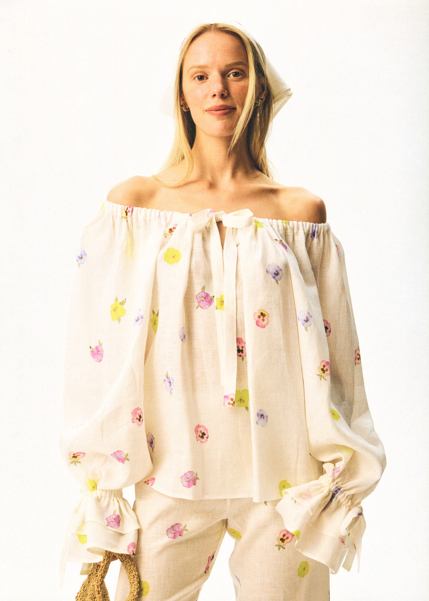 Cha-Cha Lounge Blouse in Pansies