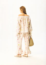 Cha-Cha Lounge Blouse in Pansies