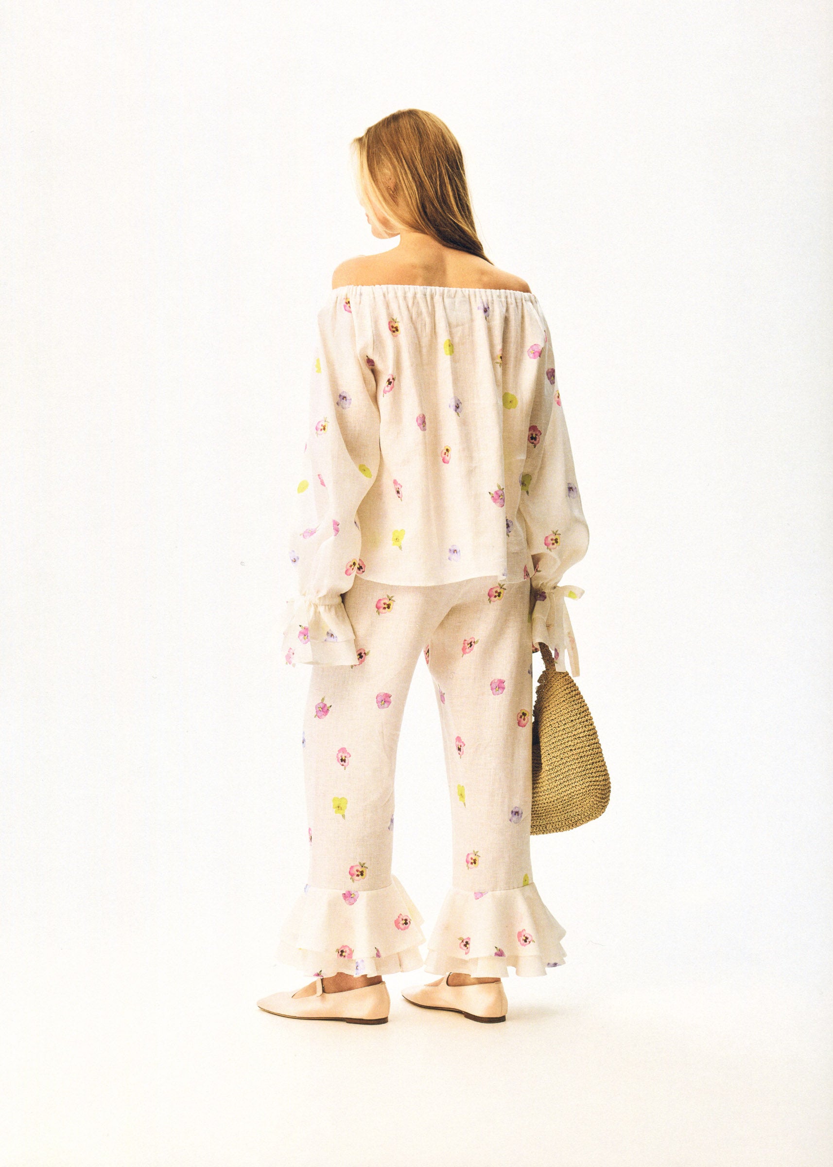 Cha-Cha Lounge Blouse in Pansies