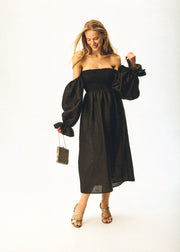 Atlanta Linen Dress in Black