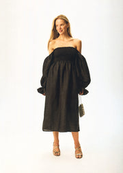 Atlanta Linen Dress in Black
