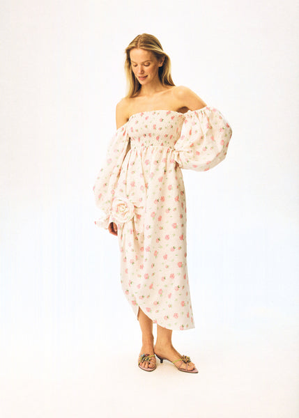chinese dress ladies Vibranat Visions Linen Dress (Rose Pink) – Zilaire