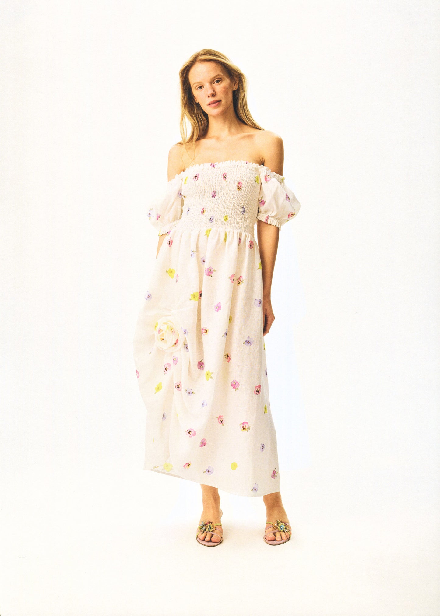 Belle Floral-Appliqué Midi Dress