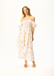 Belle Floral-Appliqué Midi Dress