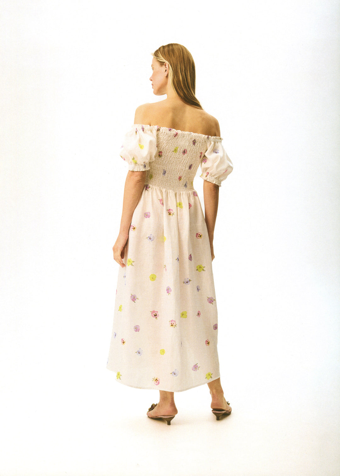 Belle Floral-Appliqué Midi Dress