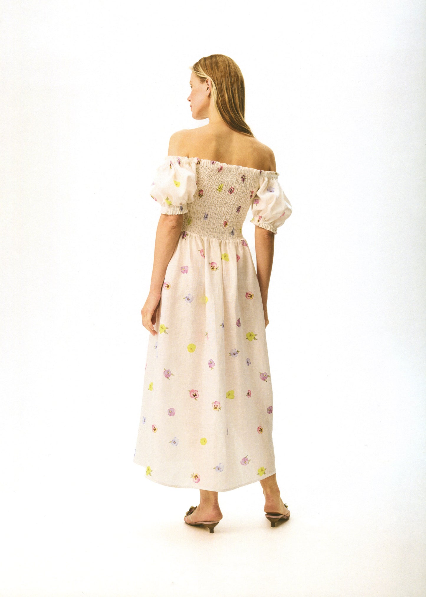 Belle Floral-Appliqué Midi Dress