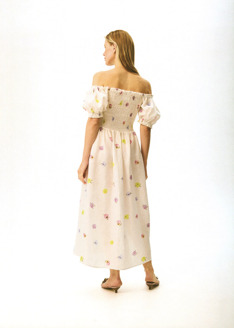Belle Floral-Appliqué Midi Dress