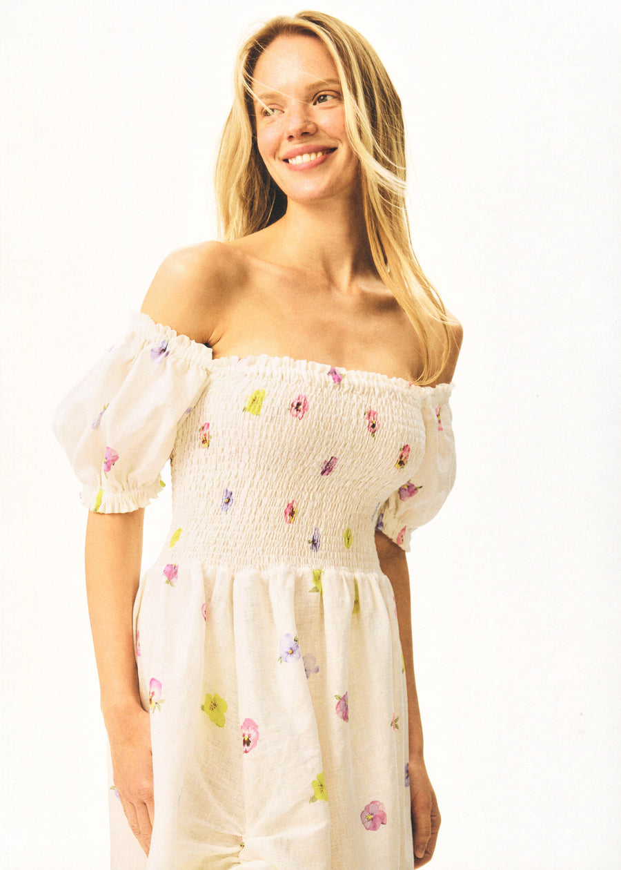 Belle Floral-Appliqué Midi Dress