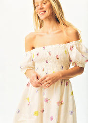 Belle Floral-Appliqué Midi Dress