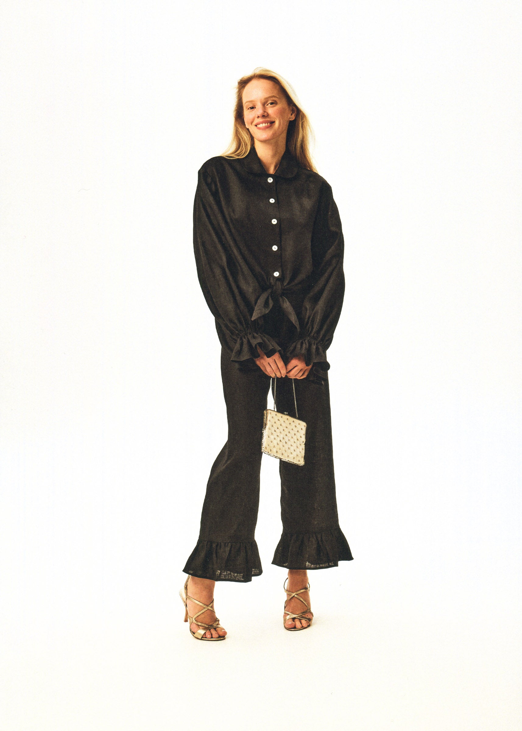 Rumba Linen Lounge Set with Headscarf in Black