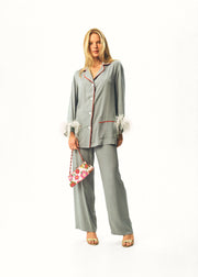 Iconic Party Pajama Suit with Feathers