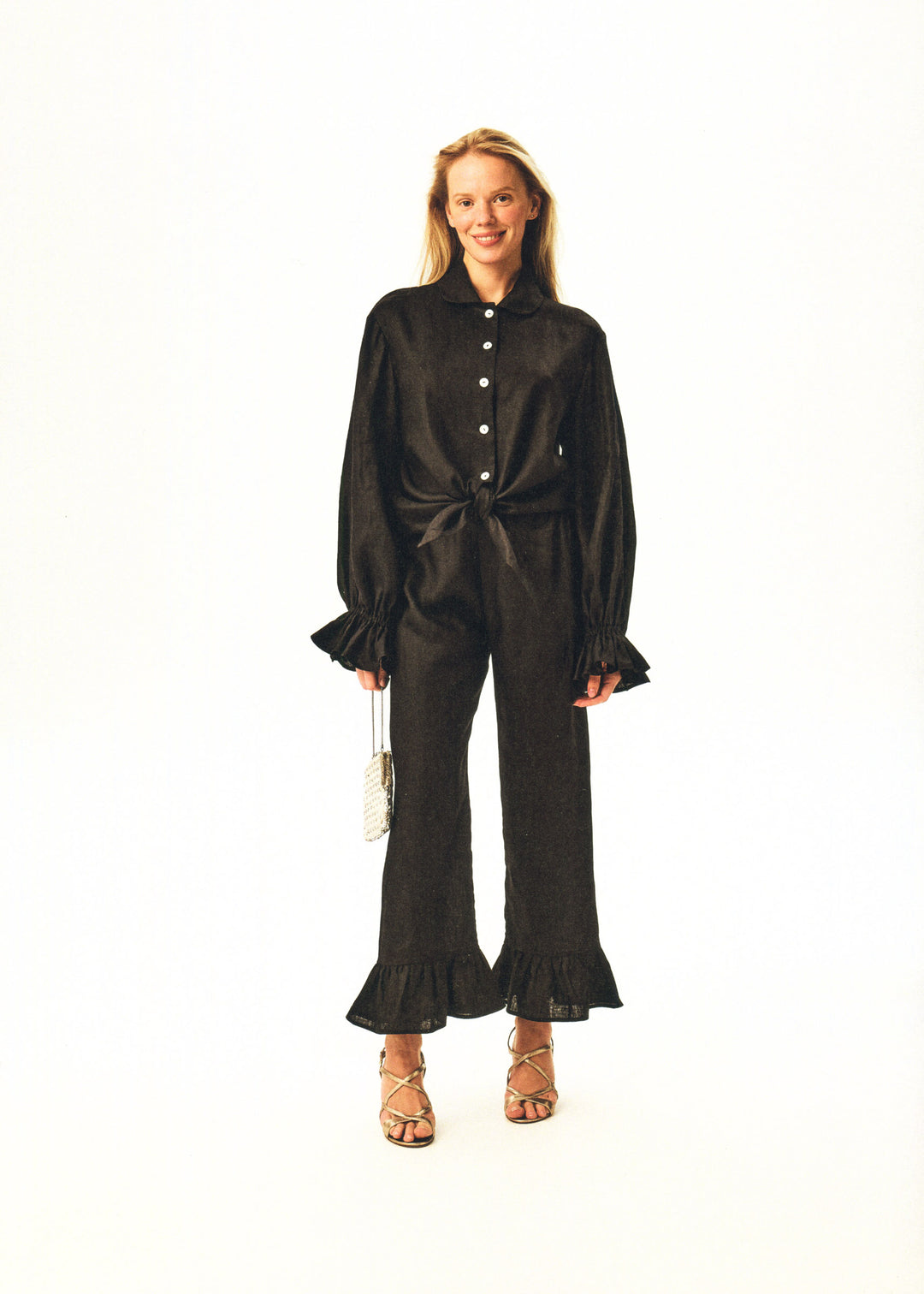 Rumba Linen Lounge Set with Headscarf in Black
