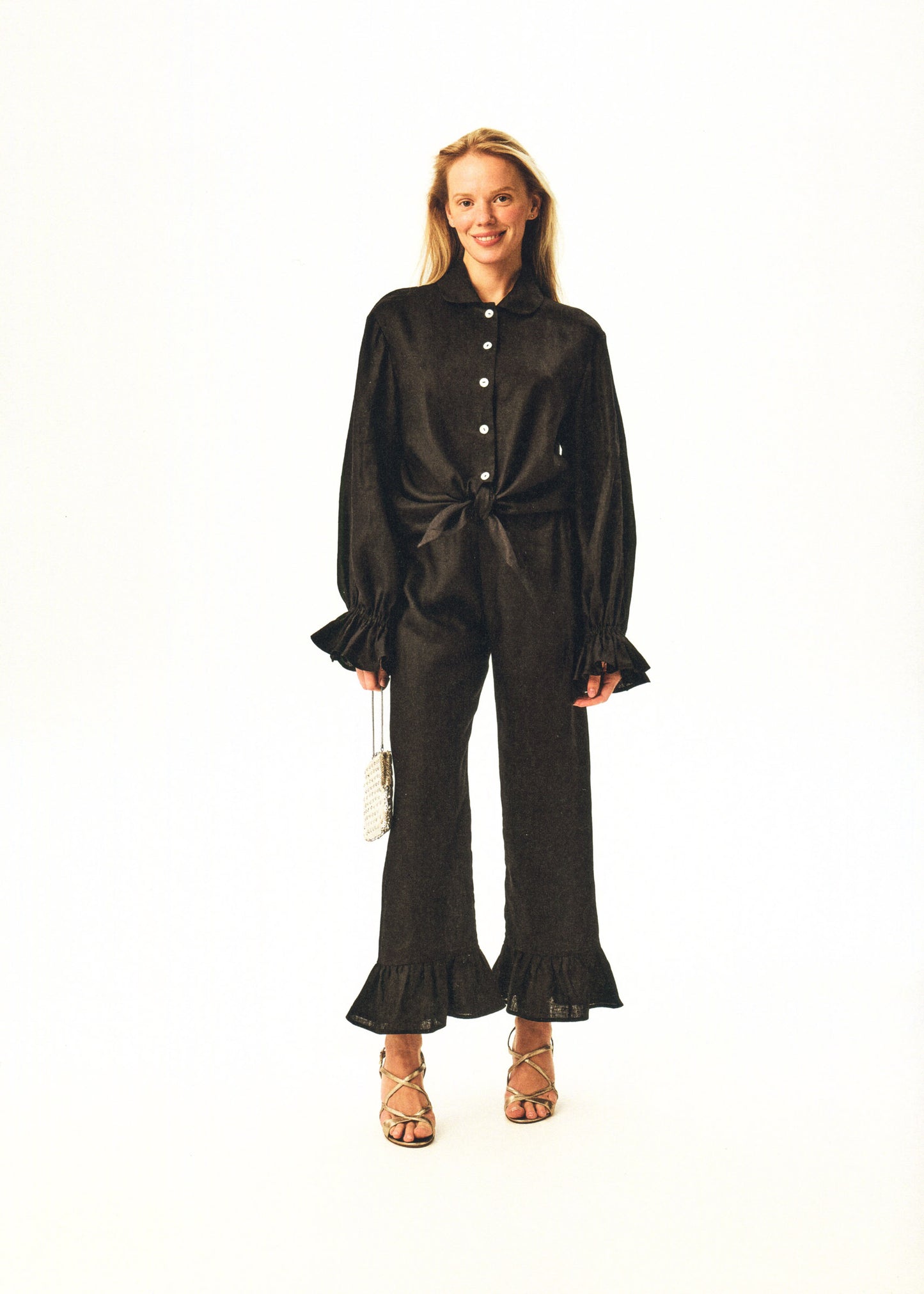 Rumba Linen Lounge Set with Headscarf in Black
