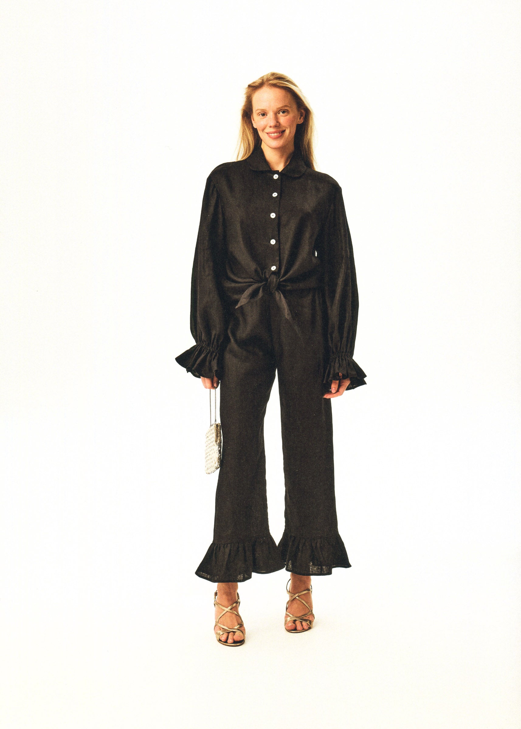 Rumba Linen Lounge Set with Headscarf in Black