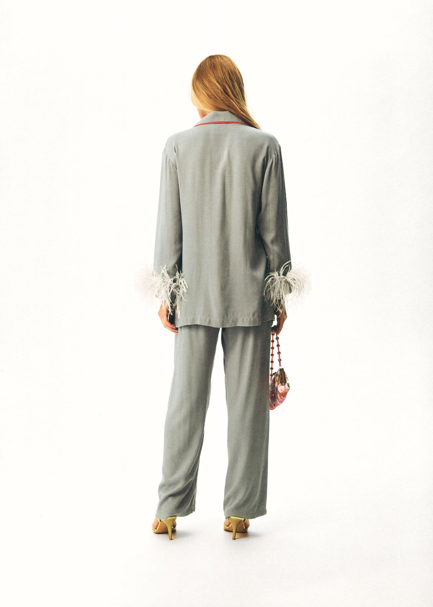 Iconic Party Pajama Suit with Feathers