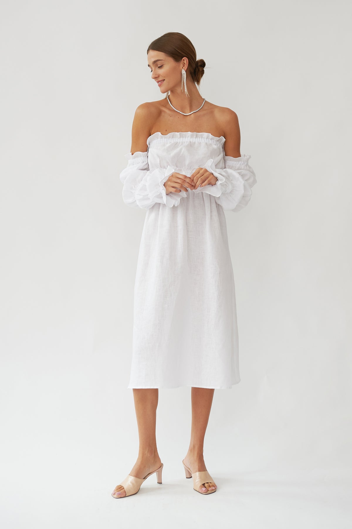 Michelin Linen Dress in White