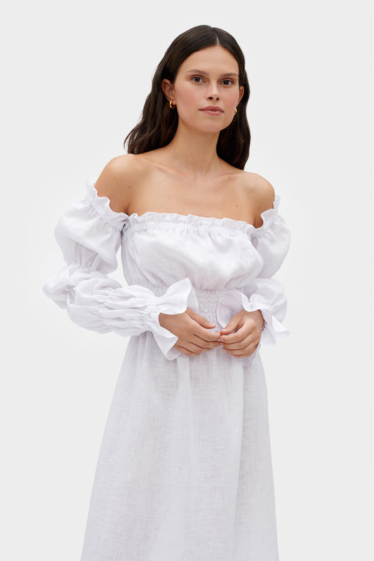 Michelin Linen Dress in White