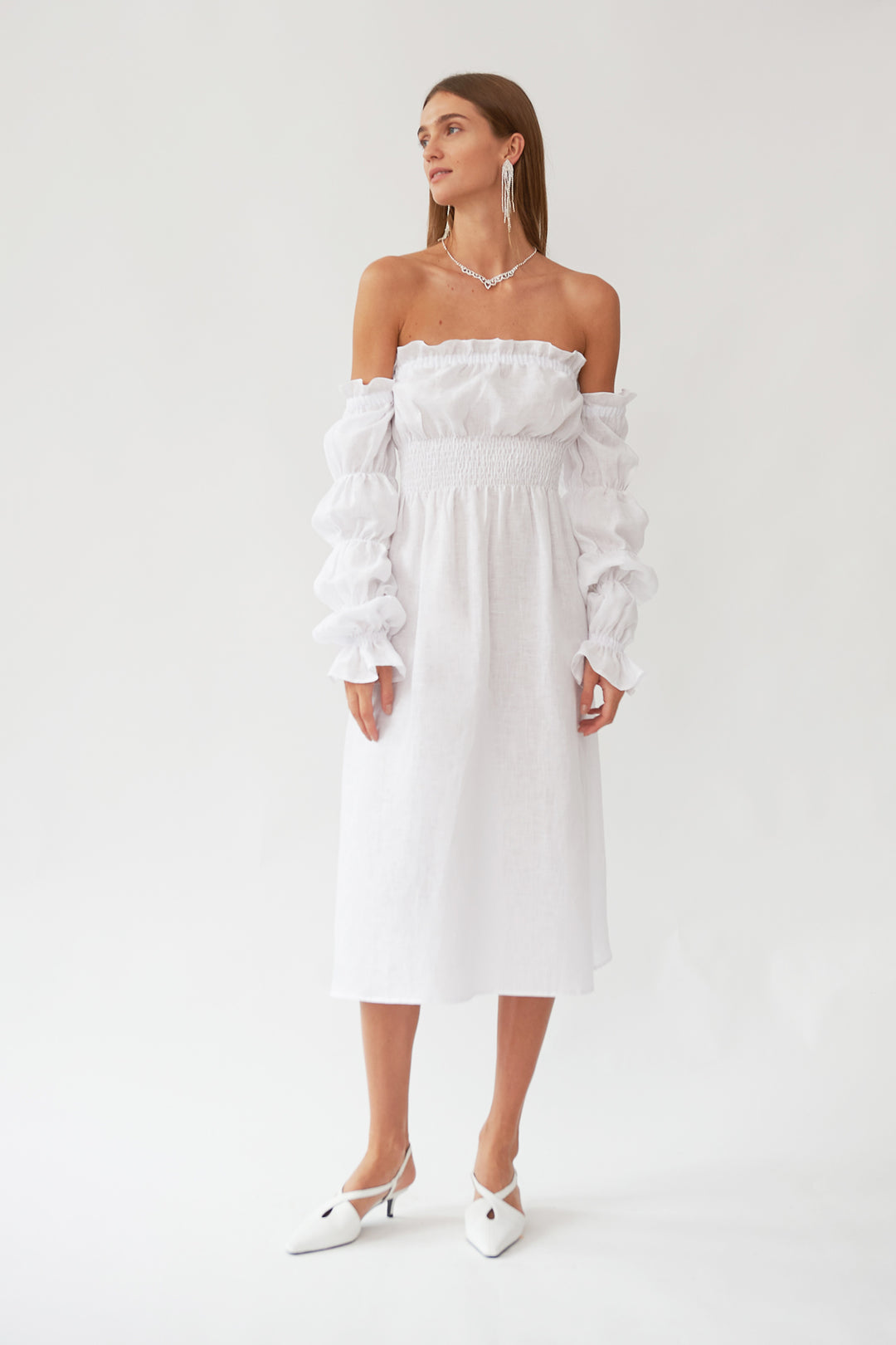 Michelin Linen Dress in White