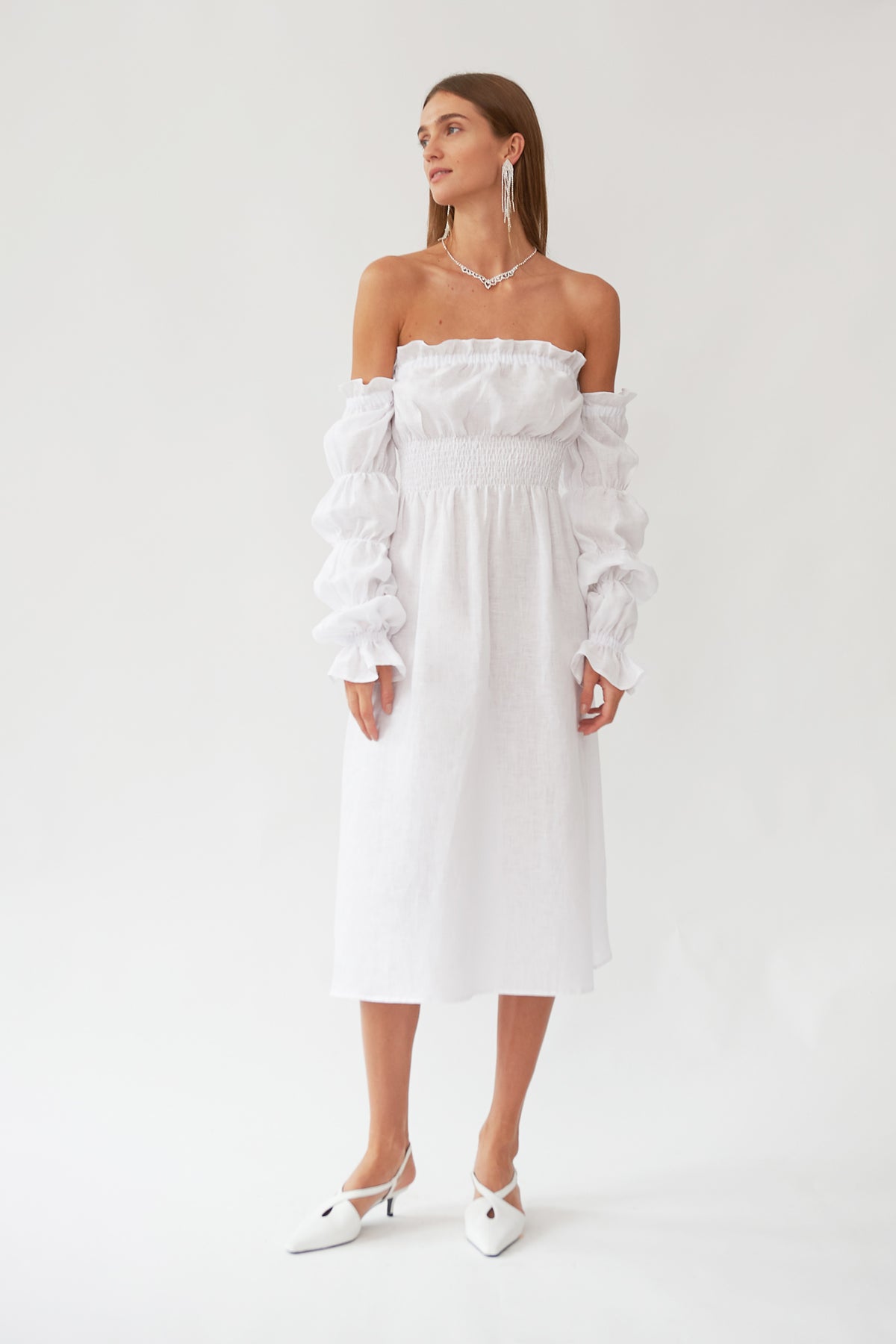 Michelin Linen Dress in White
