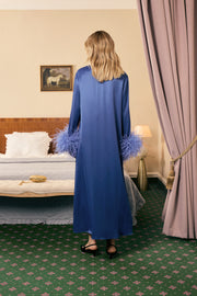 Suzi Maxi Dress with Detachable Feathers in Navy