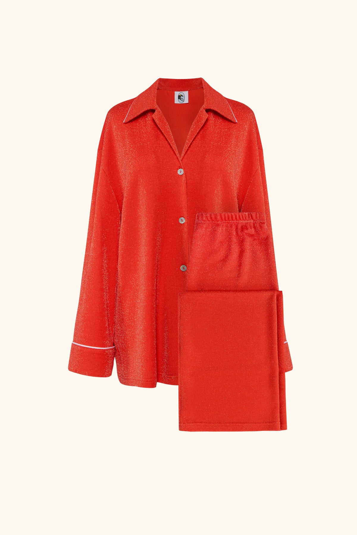Saturn Lurex Pajama Set in Red