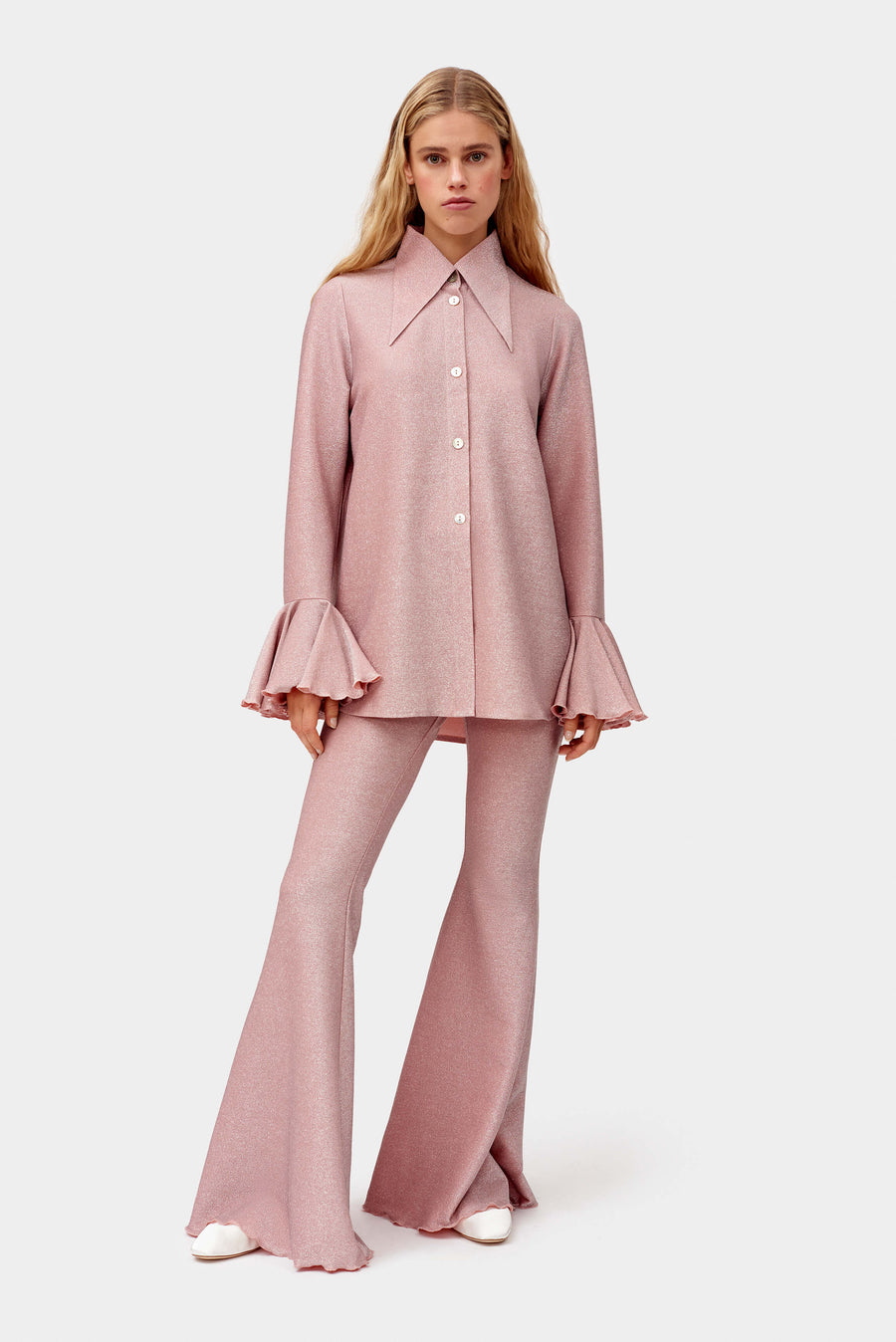 Lurex Lounge Suit with Pants in Pink