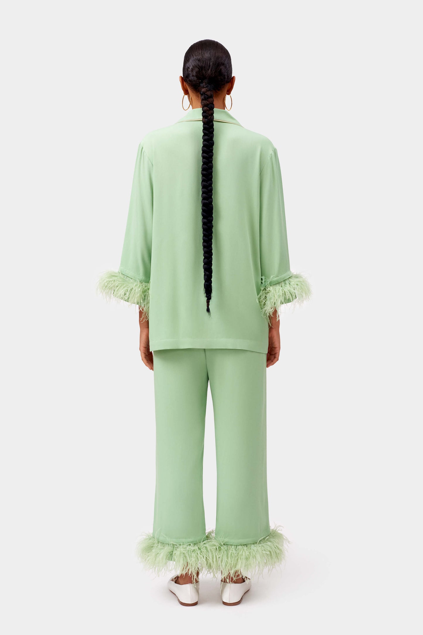 Party Pajamas Set with Detachable Feathers in Mint