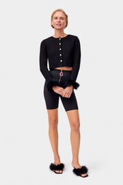 Knitted Cardigan with Detachable Feathers in Black