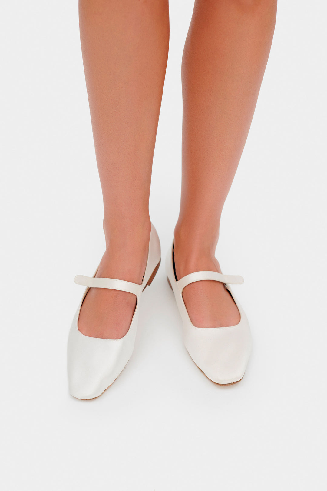 Aristocat Satin Ballet Flats in White