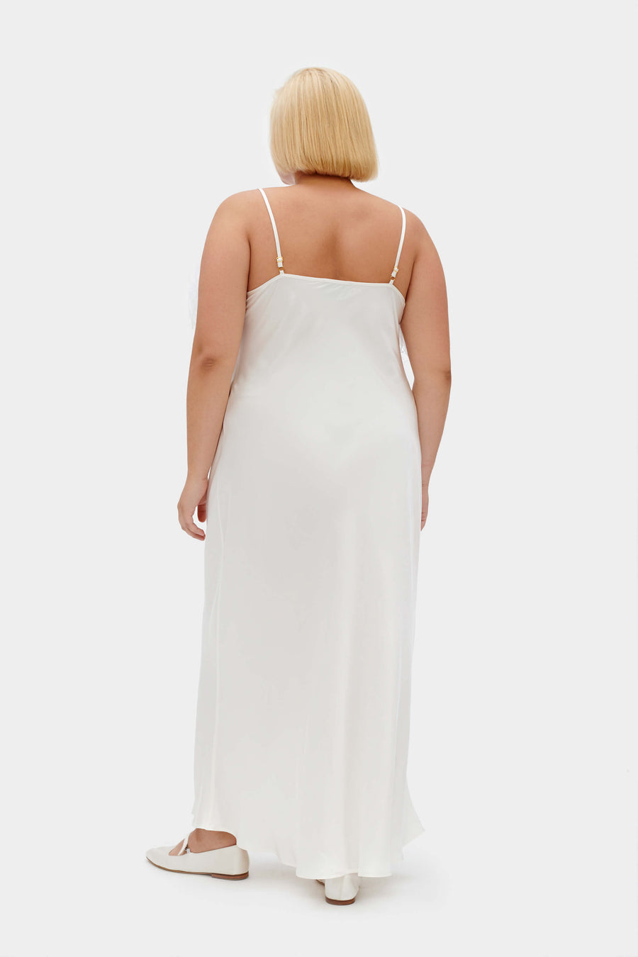 Boheme Slip Dress with Feathers in White