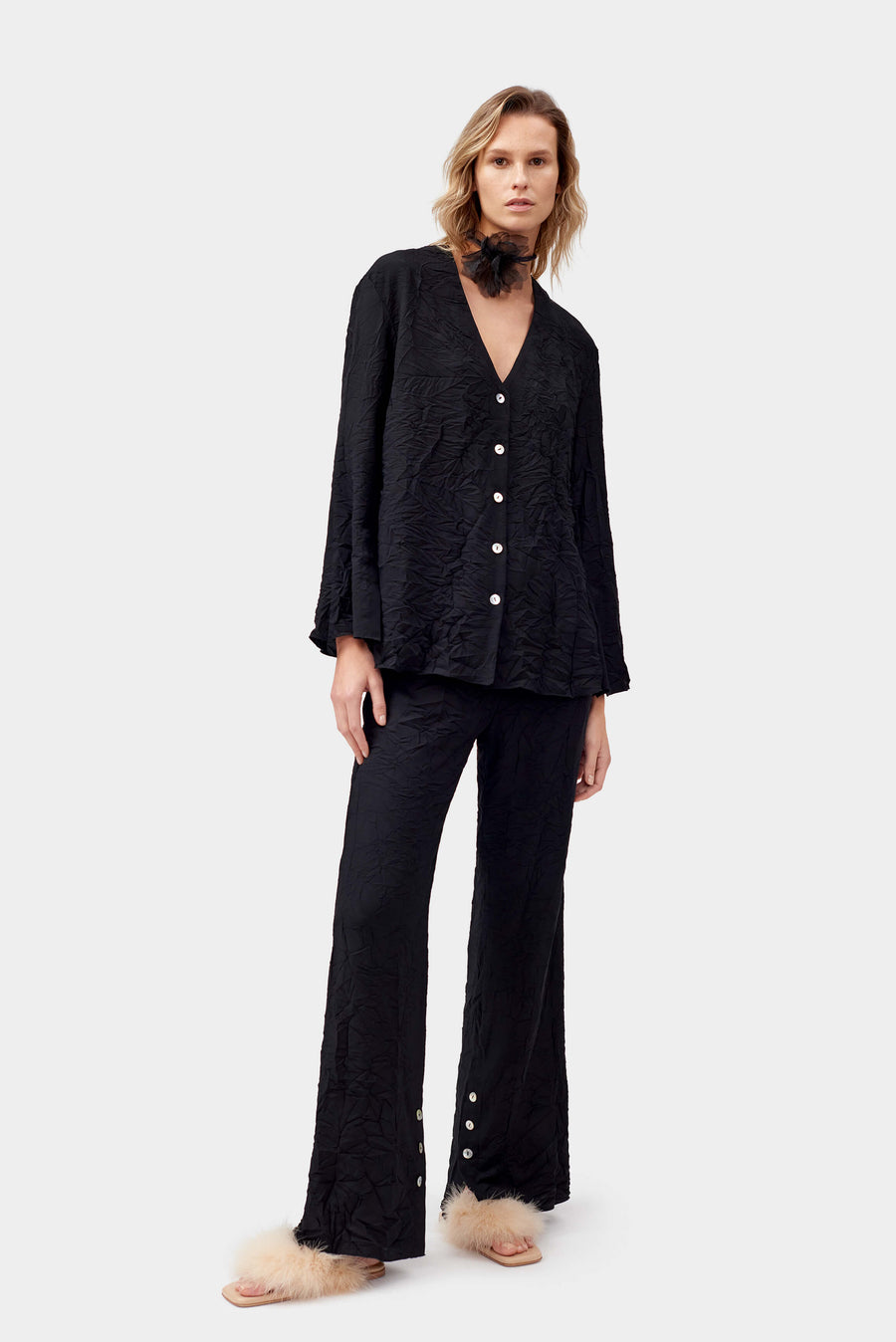 Never Iron Pajama Set in Black