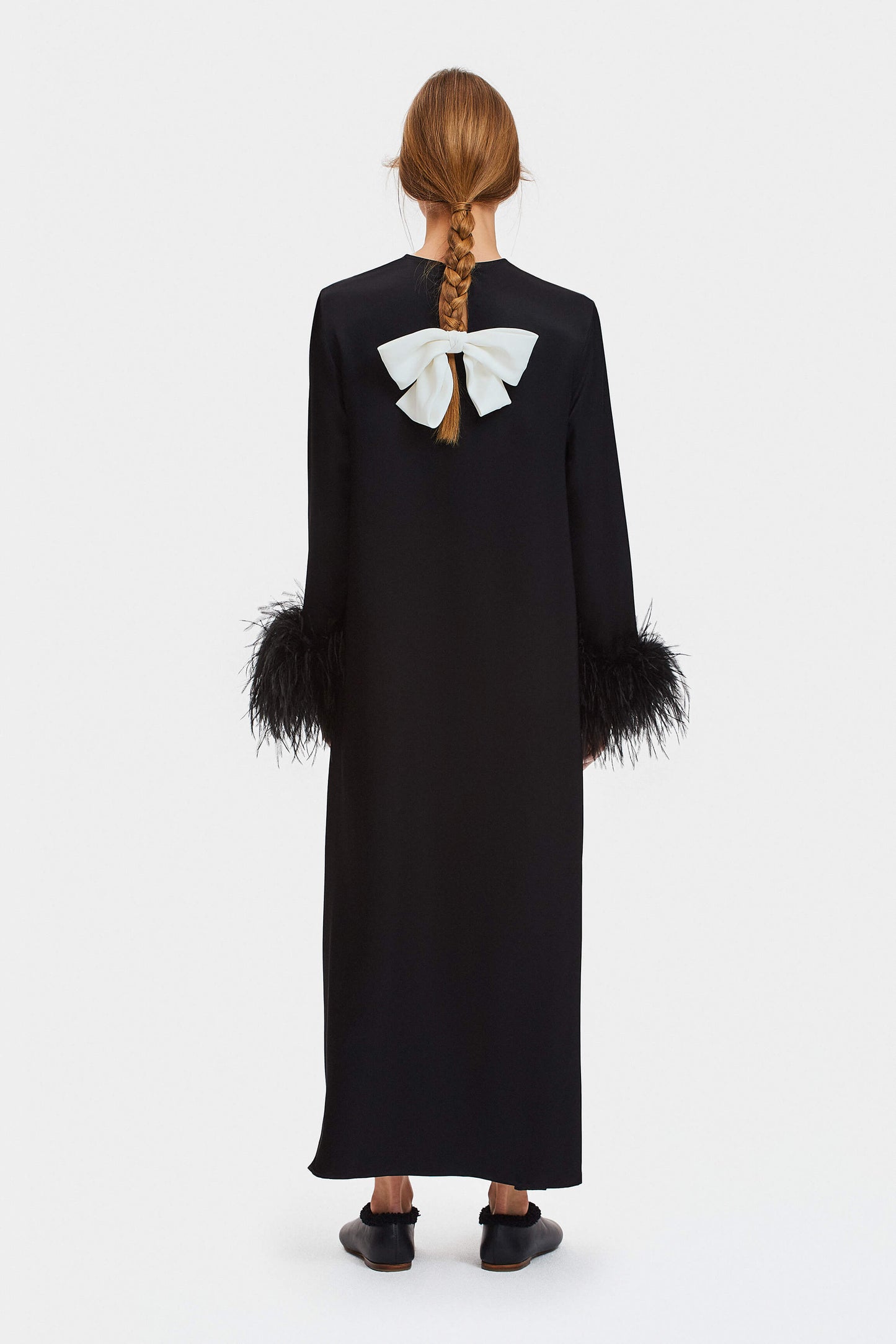 Suzi Maxi Dress with Detachable Feathers in Black