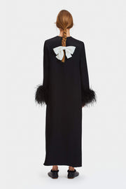 Suzi Maxi Dress with Detachable Feathers in Black