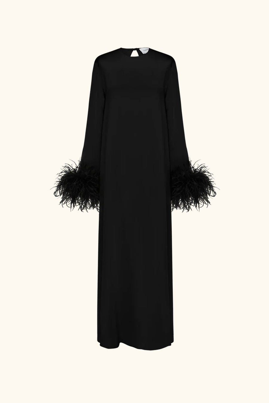 Suzi Maxi Dress with Detachable Feathers in Black