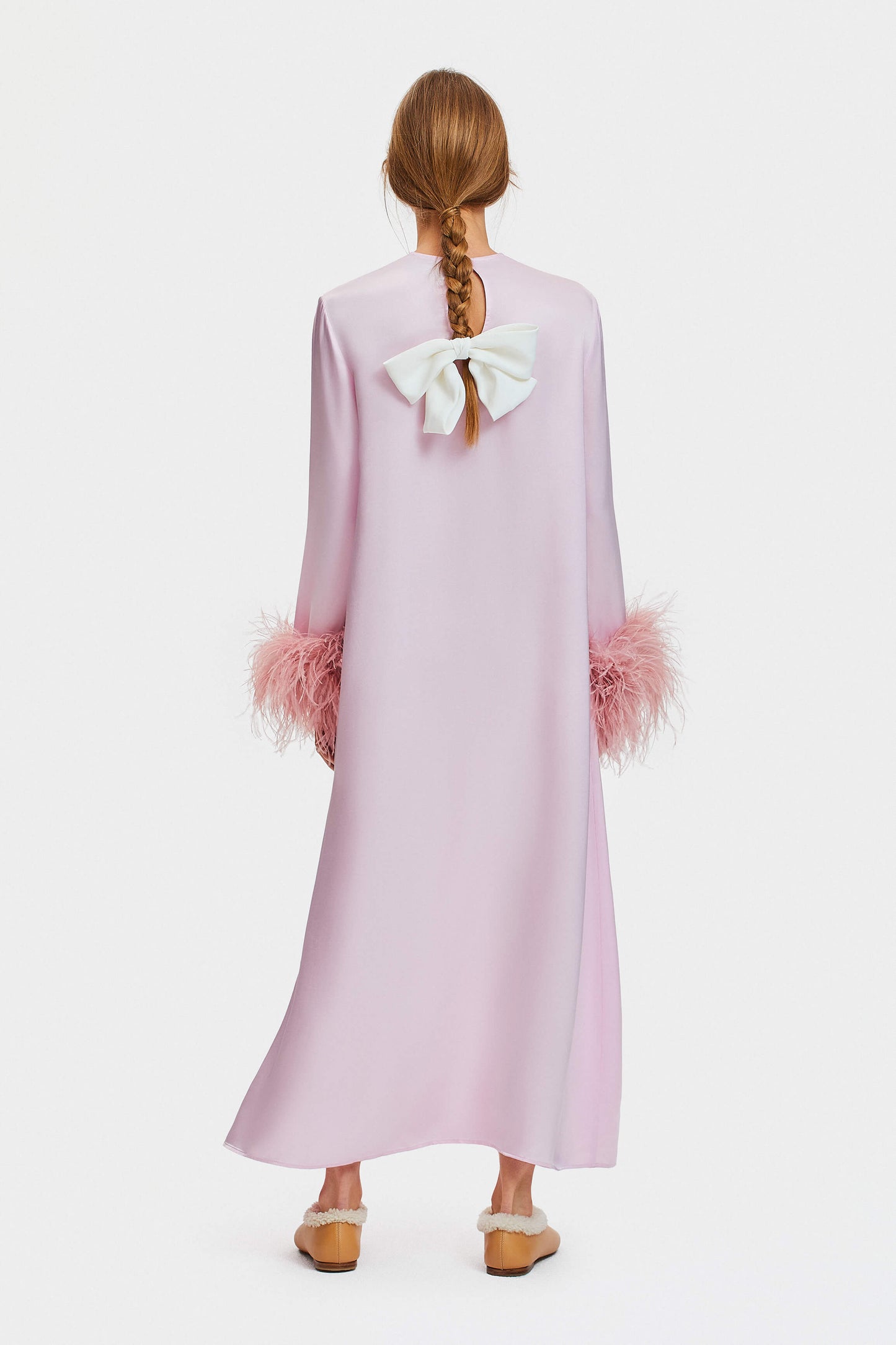 Suzi Maxi Dress with Detachable Feathers in Pink