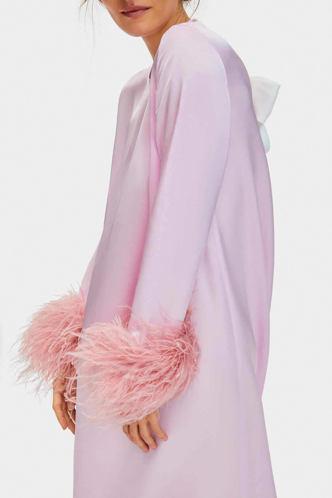 Suzi Maxi Dress with Detachable Feathers in Pink