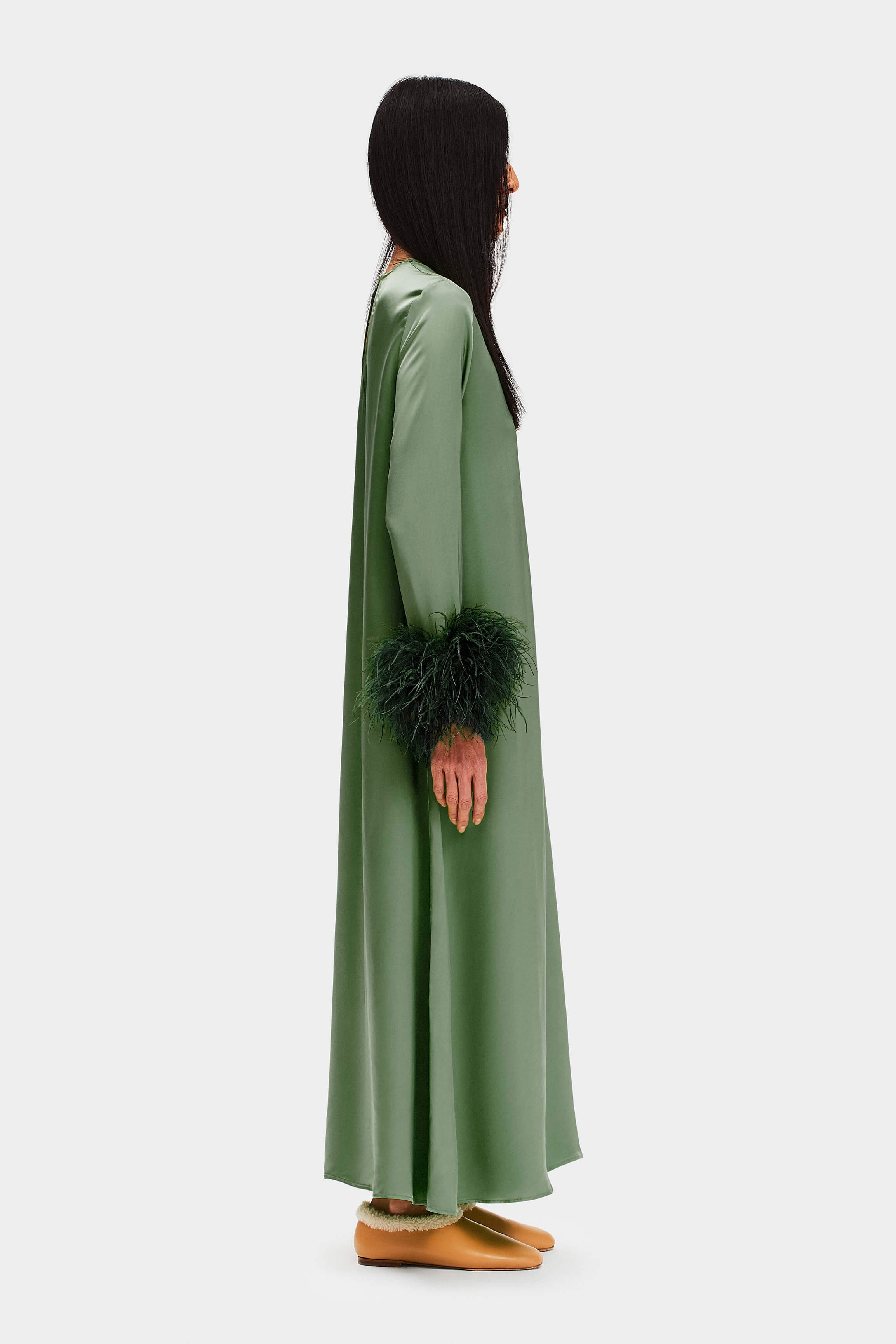 Suzi Maxi Dress with Detachable Feathers in Green – Sleeper