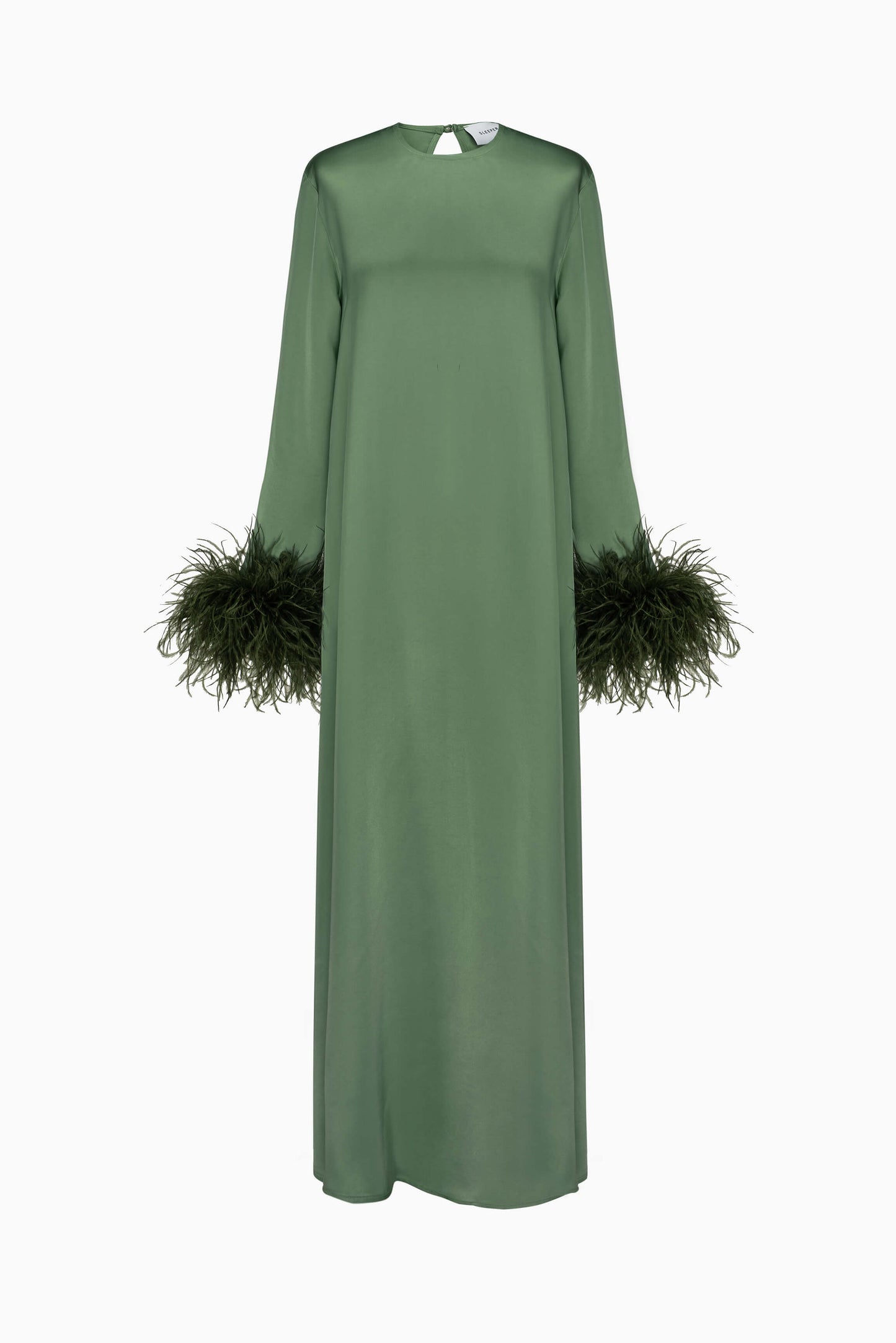 Suzi Maxi Dress with Detachable Feathers in Green