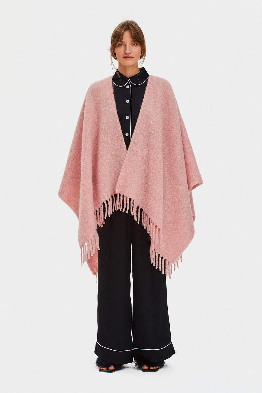 Gorgona Alpaca-blend Poncho in Pink