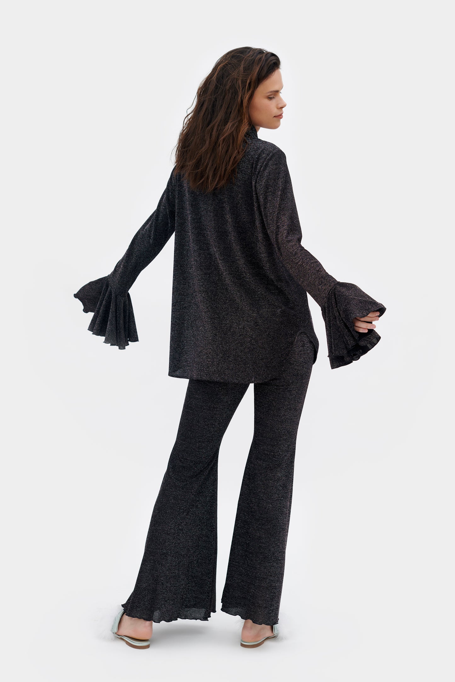 Lurex Lounge Suit with Pants in Black