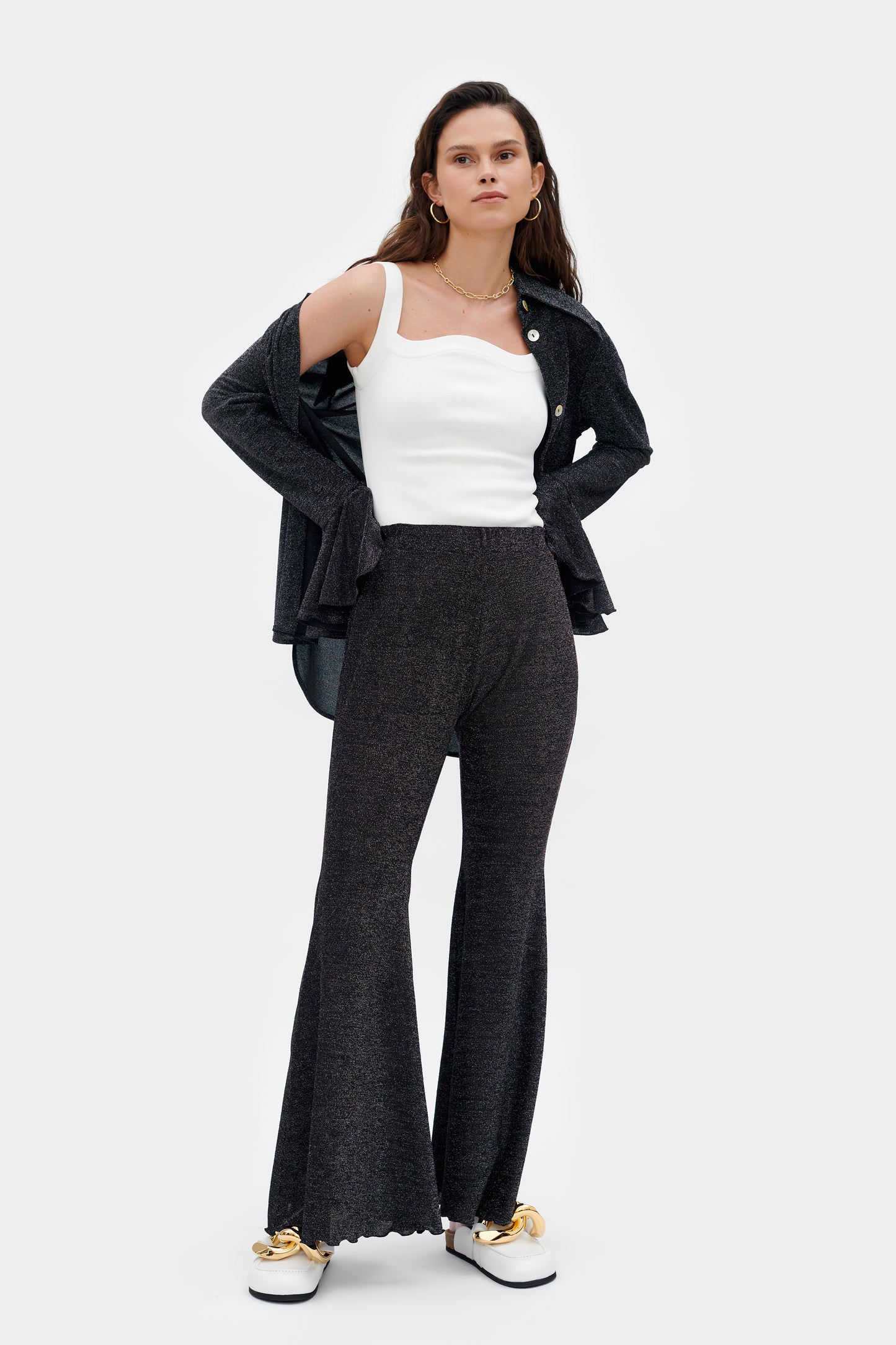 Lurex Lounge Suit with Pants in Black
