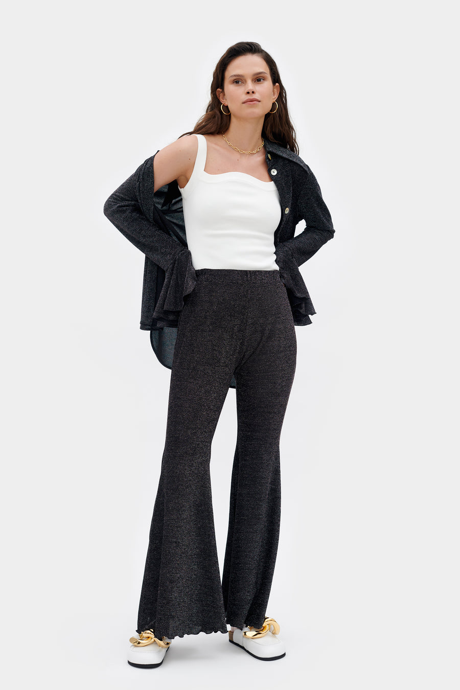 Lurex Lounge Suit with Pants in Black
