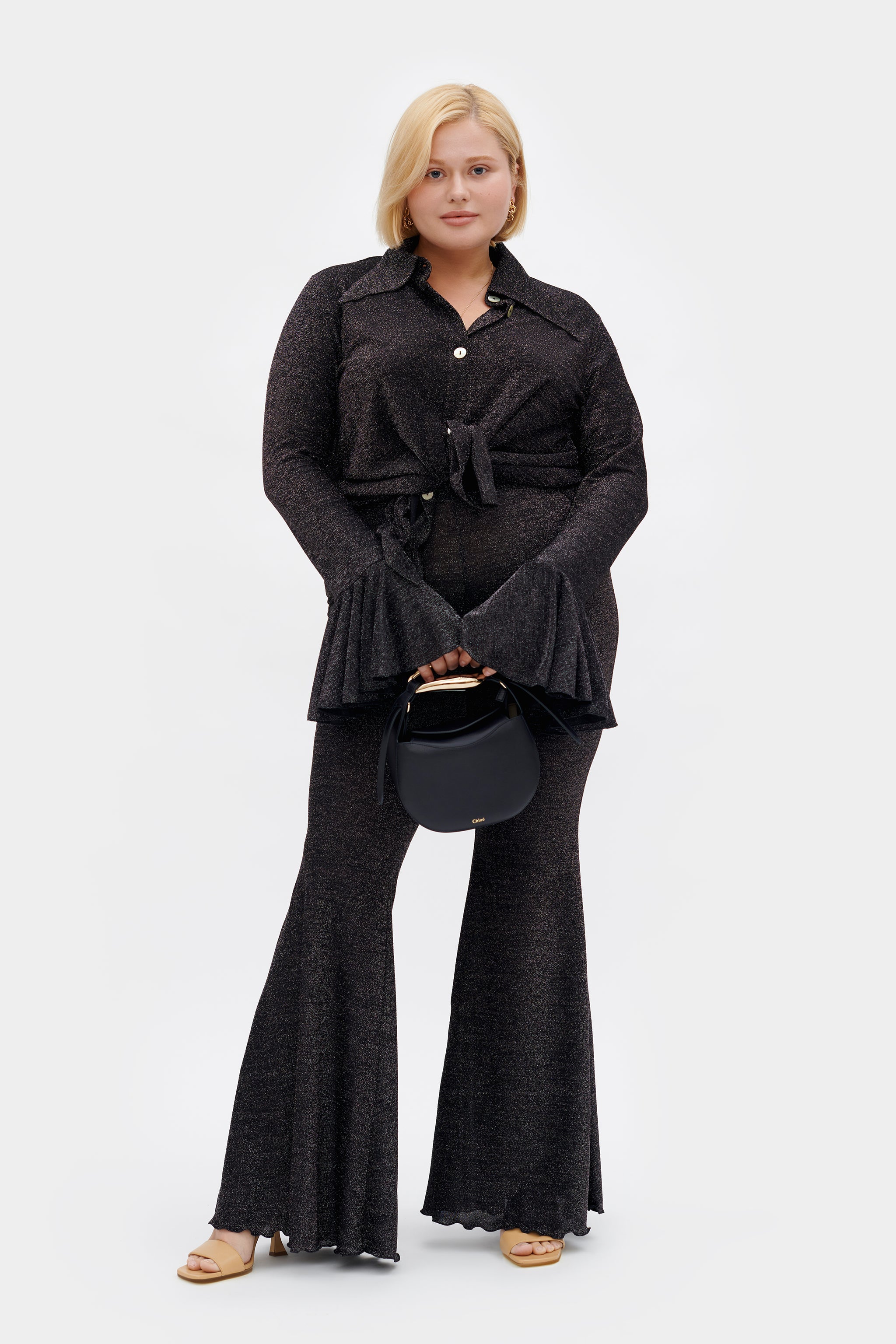 Lurex Lounge Suit with Pants in Black