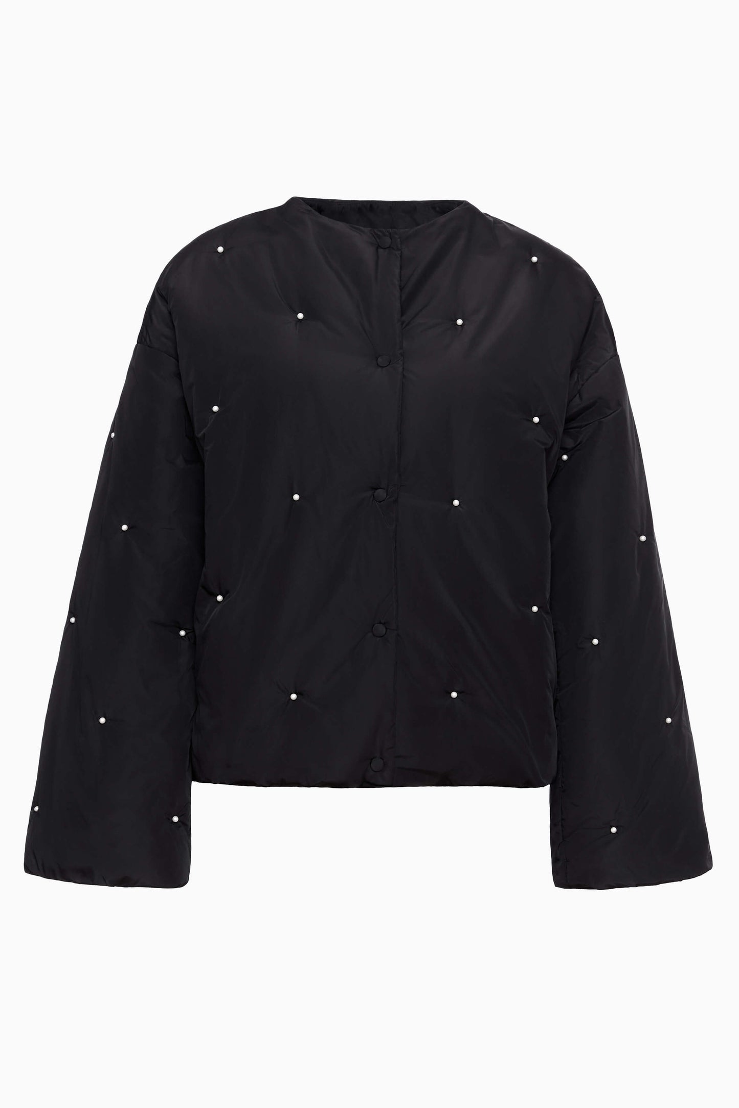 Puffer Jacket in Black with Pearl details