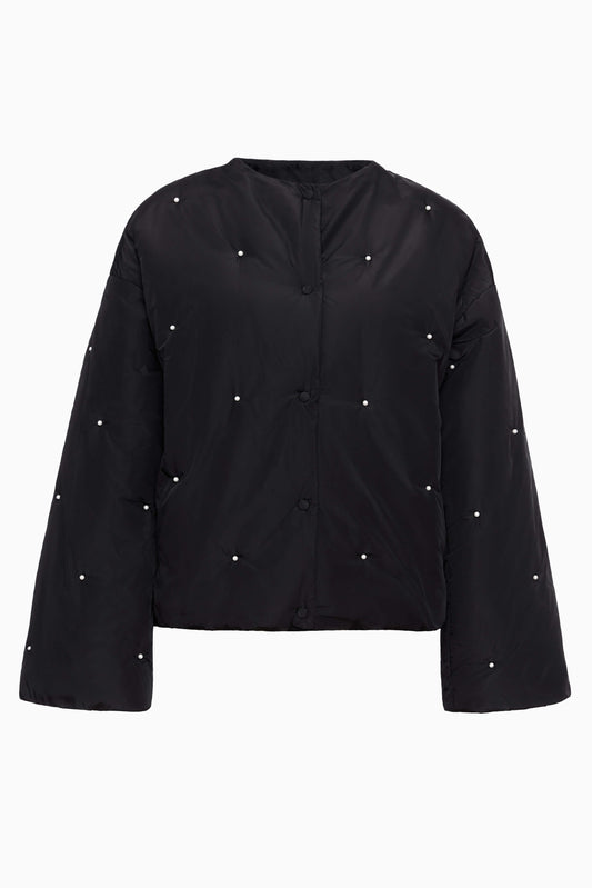 Puffer Jacket in Black with Pearl details