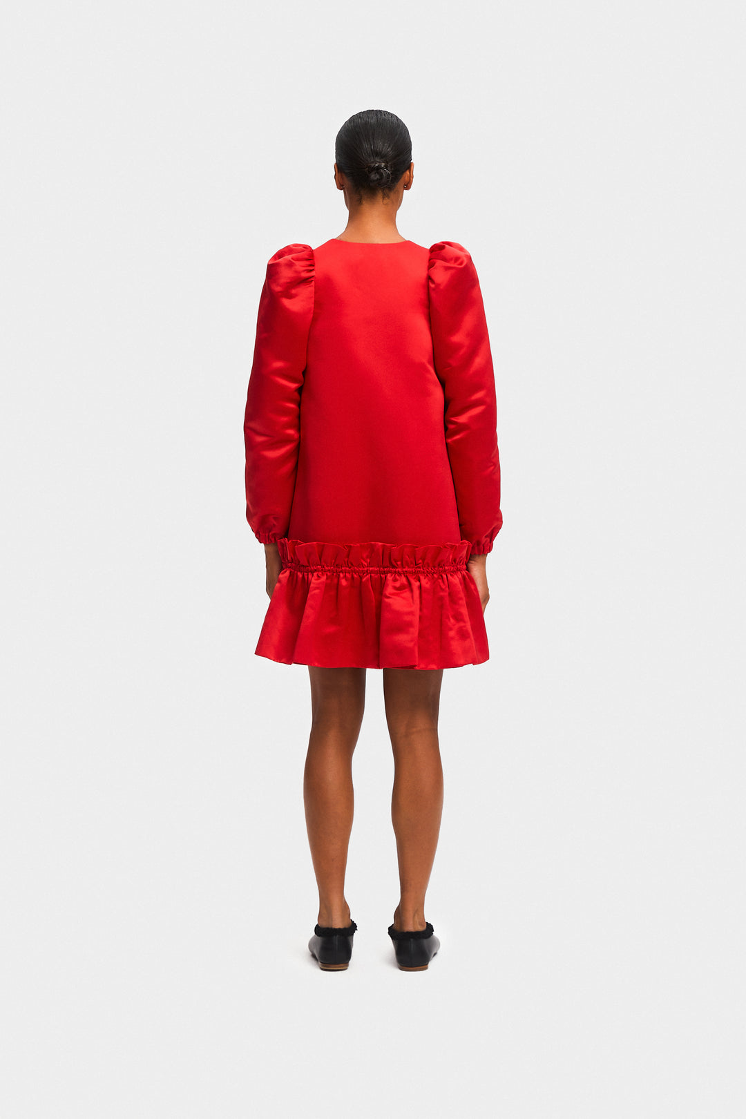 Mystery Puff Dress in Red