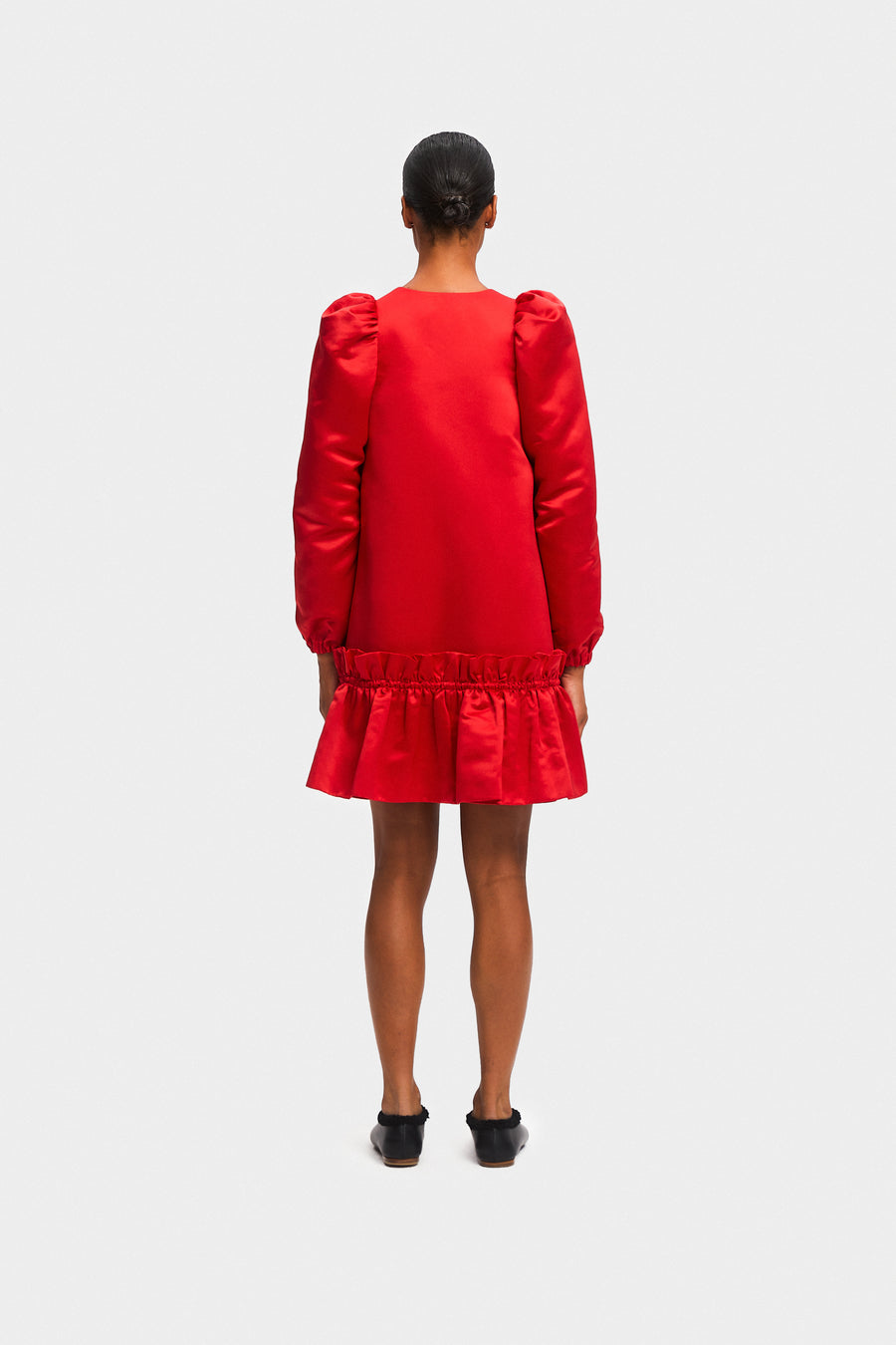 Mystery Puff Dress in Red